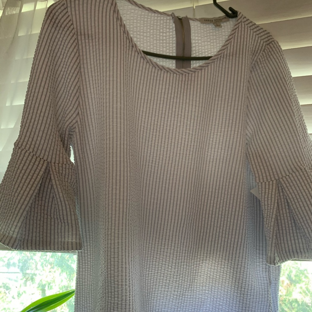 A blue and white striped shirt.